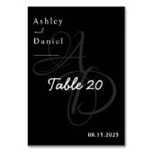 Minimale Schwarz-Weiß-Monogramm-Elegante Hochzeit Tischnummer (Rückseite)