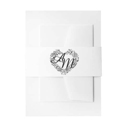 Minimale Schwarz-Weiß-Monogramm-Hochzeit Einladungsbanderole (Vorderseite Beispiel)