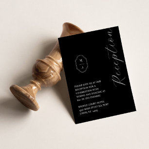 Minimale Schwarz-Weiß-Monogramm-Hochzeitsempfehlun Begleitkarte