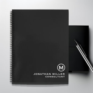 Minimale Schwarz-Weiß-Monogramm Notizblock
