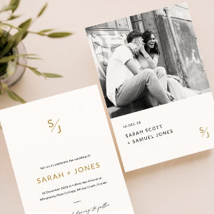 Minimale Schwarz-Weiß-Romantik-Foto Hochzeit Einladung
