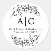 Minimale Schwarz-Weiß-Rücksendeadresse Runder Aufkleber (Vorderseite)