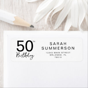Minimale Schwarz-Weiß-Schrift 50. Geburtstagsadres