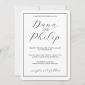 Minimale Schwarz-Weiß-Script-Hochzeit Einladung (Vorderseite)