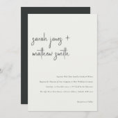 Minimale Schwarz-Weiß-Script-Typografie-Hochzeit Einladung (Vorne/Hinten)