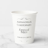 Minimale Schwarz-Weiß-Script Verlobungsfeier Pappbecher (Rückseite)