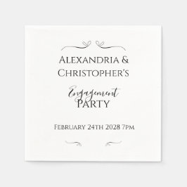 Minimale Schwarz-Weiß-Script Verlobungsparty Serviette