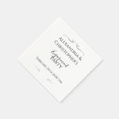 Minimale Schwarz-Weiß-Script Verlobungsparty Serviette (Ecke)