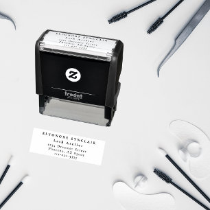 Minimale Schwarz-Weiß-Script-Wimpern Permastempel