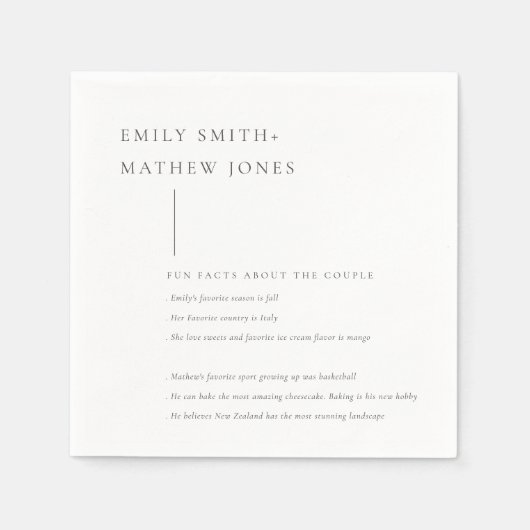 Minimale Schwarz-Weiß-Typografie-Fun-Fakten Serviette (Vorderseite)