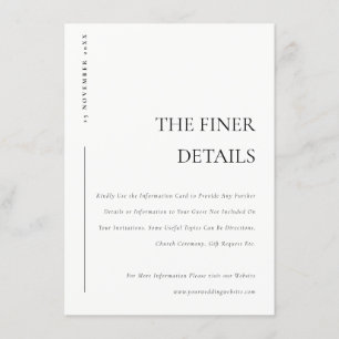 Minimale Schwarz-Weiß-Typografie Hochzeitsdetails Begleitkarte