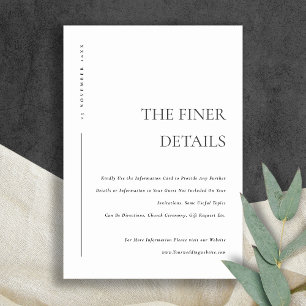MINIMALE SCHWARZ WEIß TYPOGRAFIE HOCHZEITSDETAILS BEGLEITKARTE