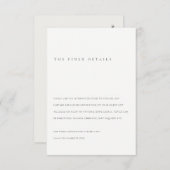 Minimale Schwarz-Weiß-Typografie-Hochzeitsdetails Begleitkarte (Vorne/Hinten)