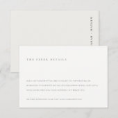 Minimale Schwarz-Weiß-Typografie-Hochzeitsdetails Begleitkarte (Vorne/Hinten)