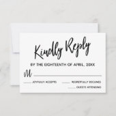 Minimale Schwarz-Weiß-Typografie-Hochzeitskarte RSVP Karte (Vorderseite)