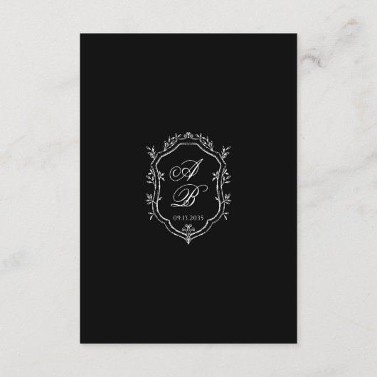 Minimale Schwarz-weiße Bläschen-Monogramm-Wappen-H Begleitkarte (Rückseite)