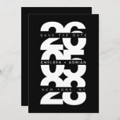 Minimale Schwarz-weiße Bold Typografy Wedding Save The Date (Vorne/Hinten)