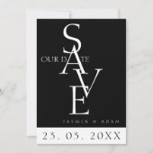 Minimale Schwarz-weiße einfache Typografie-Hochzei Save The Date (Vorderseite)