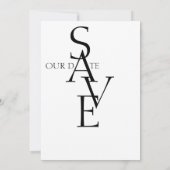 Minimale Schwarz-weiße einfache Typografie-Hochzei Save The Date (Rückseite)