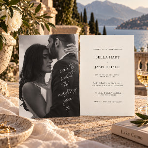 Minimale schwarz-weiße Foto-Handschrift-Hochzeit Einladung
