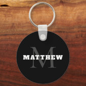 Minimale Schwarz-weiße Graue Monogramm-Bezeichnung Schlüsselanhänger (Vorderseite)