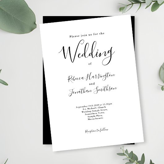 Minimale Schwarz-weiße Hochzeit Foto speichern das Save The Date