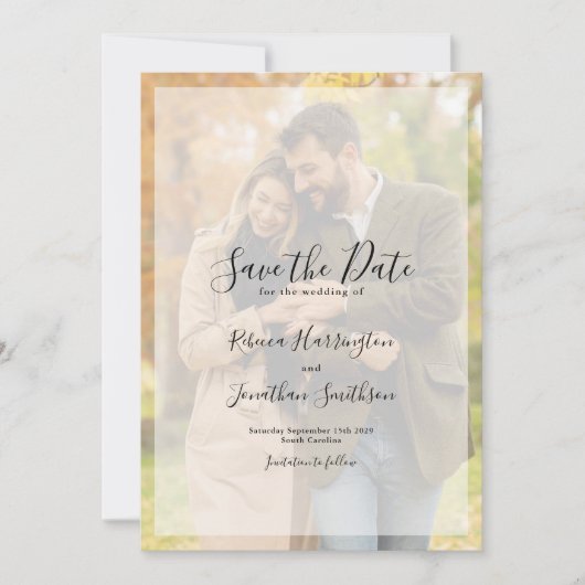 Minimale Schwarz-weiße Hochzeit Foto speichern das Save The Date (Vorderseite)