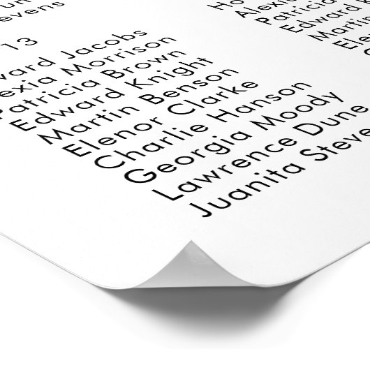 Minimale Schwarz-weiße Hochzeitsstift MADDY Poster (Ecke)