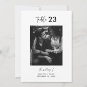 Minimale Schwarz-weiße Kalligrafie Foto-Tischnumme (Vorderseite)