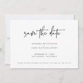 Minimale Schwarz-weiße Kalligrafie Hochzeit ein Fo Save The Date (Vorderseite)