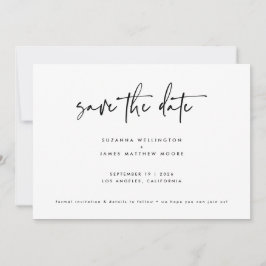 Minimale Schwarz-weiße Kalligrafie Hochzeit ein Fo Save The Date