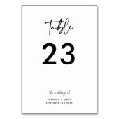 Minimale Schwarz-weiße Kalligrafie-Skriptereihe Tischnummer (Rückseite)