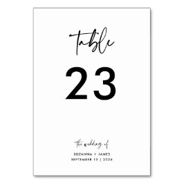 Minimale Schwarz-weiße Kalligrafie-Skriptereihe Tischnummer