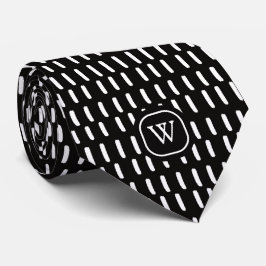 Minimale Schwarz-weiße Pinselstriche Monogramm Krawatte