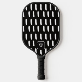 Minimale Schwarz-weiße Pinselstriche Monogramm Pickleball Schläger