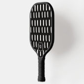 Minimale Schwarz-weiße Pinselstriche Monogramm Pickleball Schläger (Links)