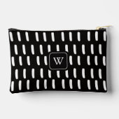Minimale Schwarz-weiße Pinselstriche Monogramm Zubehörtasche (Rückseite)