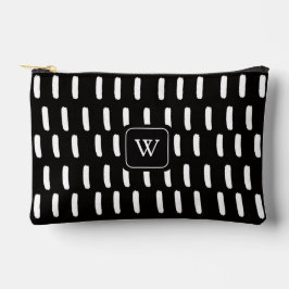 Minimale Schwarz-weiße Pinselstriche Monogramm Zubehörtasche
