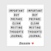 Minimale Schwarz-weiße Planer-Taskkarten Aufkleber (Blatt)