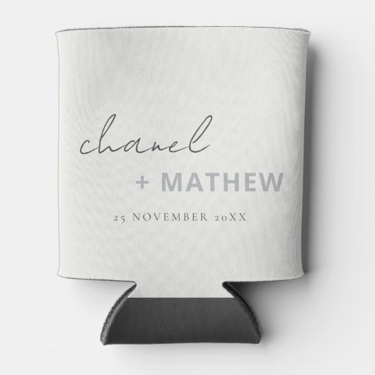 Minimale Schwarz-weiße Script Typografy Wedding Dosenkühler (Vorderseite)