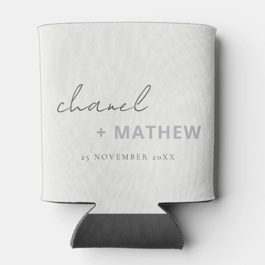 Minimale Schwarz-weiße Script Typografy Wedding Dosenkühler (Rückseite)