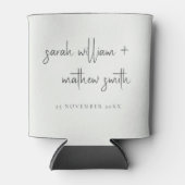 Minimale Schwarz-weiße Script Typografy Wedding Dosenkühler (Vorderseite)