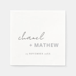Minimale Schwarz-weiße Script Typografy Wedding Serviette