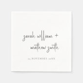 Minimale Schwarz-weiße Script Typografy Wedding Serviette (Vorderseite)