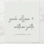 Minimale Schwarz-weiße Script Typografy Wedding Weinetikett (Einzelnes Label)