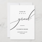 Minimale Schwarz-weiße Typografie Custom Foto Grad Ankündigung (Vorderseite)