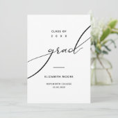 Minimale Schwarz-weiße Typografie Custom Foto Grad Ankündigung (Stehend Vorderseite)