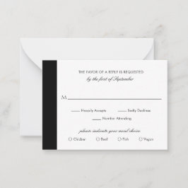 Minimale Schwarz-weiße Wedding Mini RSVP Karte