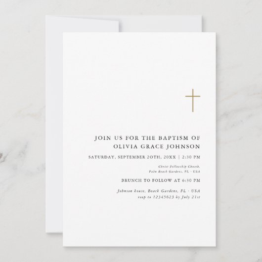 Minimale schwarz-weißes Geschlecht neutrale Taufe Einladung (Vorderseite)