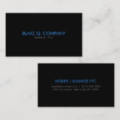 Minimale schwarze berufliche Geschäfts-Karte Visitenkarte (Vorne/Hinten)